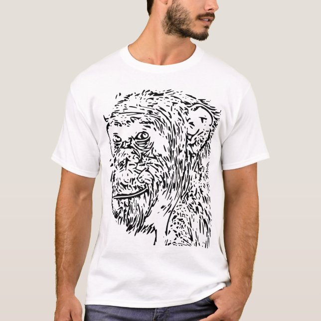 T-shirt Dessin sur le chimpanzé (Devant)