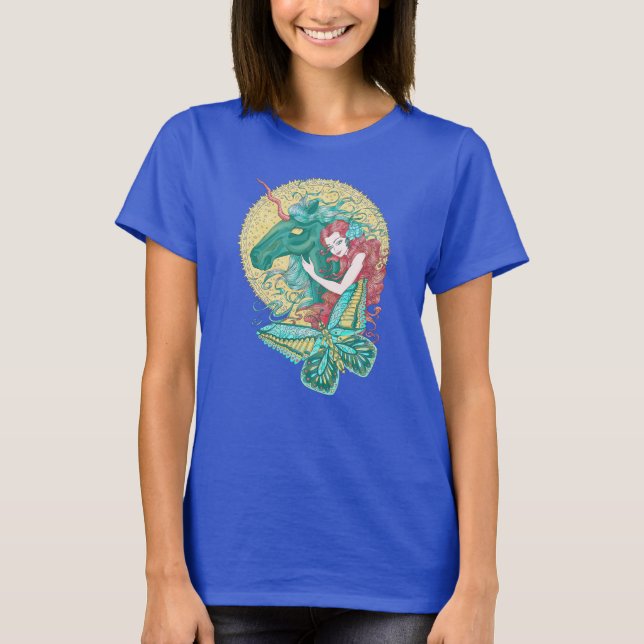 T-shirt Dessin Sweet Girl Et Unicorne (Devant)