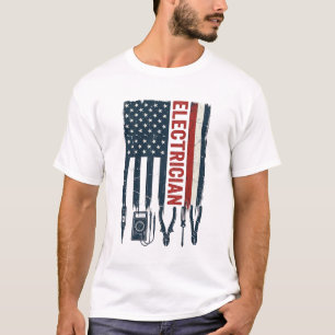 T-shirt Dessin vectoriel vintage du drapeau américain Élec