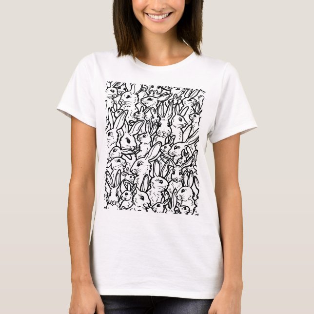 T-shirt Dessins de lapin Art noir et blanc Design lapin (Devant)