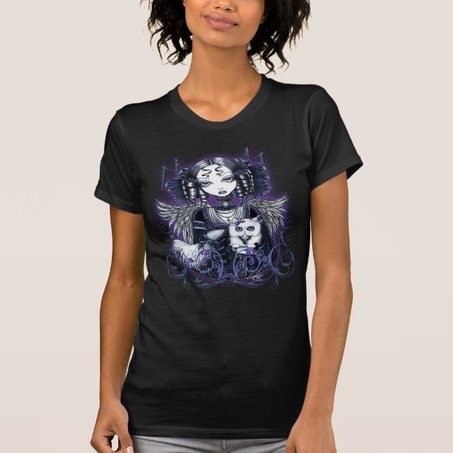 T-shirt Dessus blanc d'ange de chat persan d'Elizabeth (Devant)