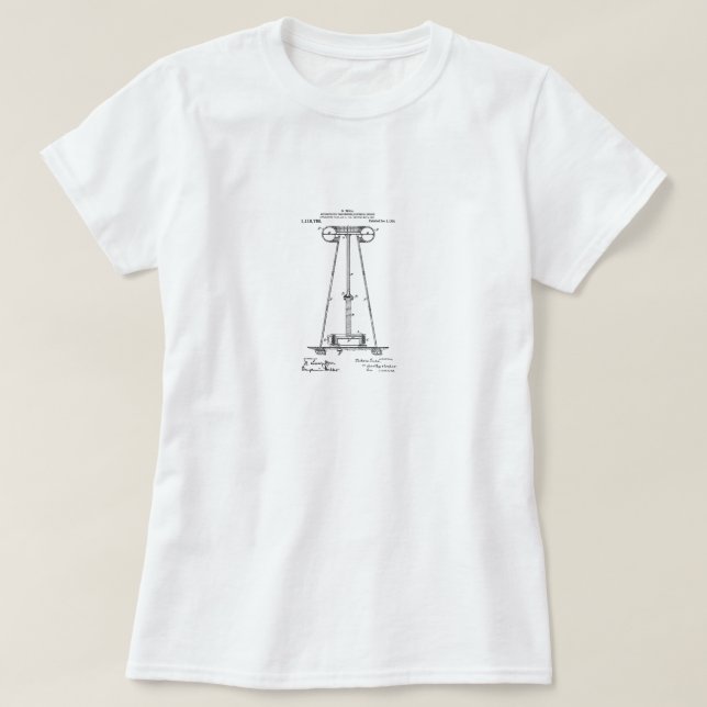 T-shirt Dessus de brevet de Nikola Tesla (Design devant)