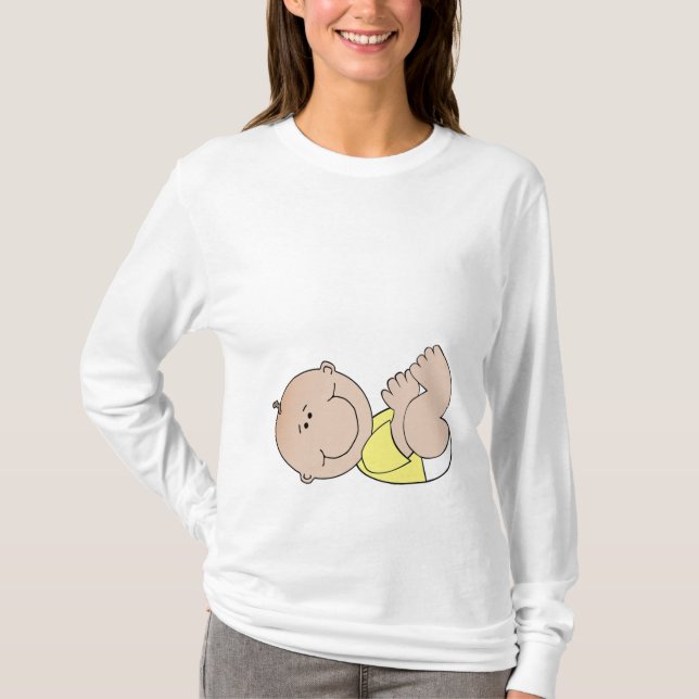 T-shirt Dessus de maternité de bosse de bébé - pas détail (Devant)