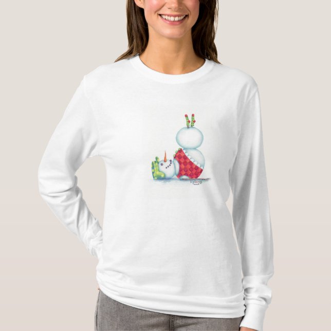 T-shirt Dessus de Noël de bonhomme de neige de yoga (Devant)