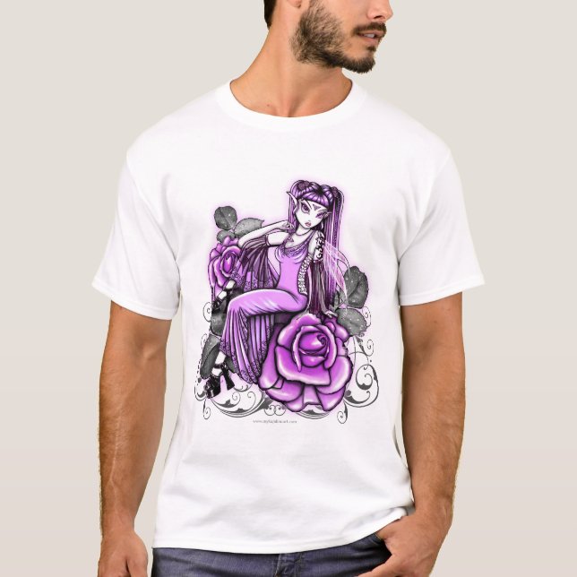 T-shirt Dessus féerique rose rose de jour de Valentines de (Devant)