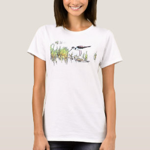 T-shirt Dessus Noir-Étranglé d'échasse