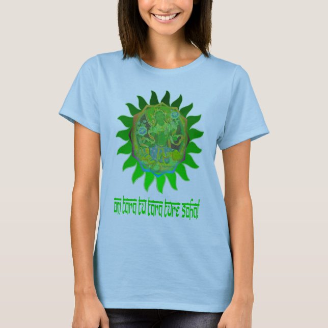 T-shirt Dessus vert de yoga Tara (Devant)