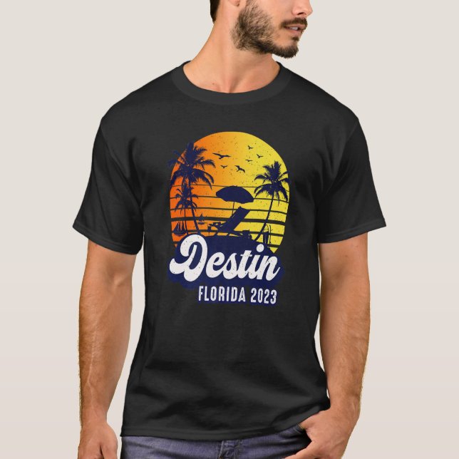 T-shirt Destin 2023 Florida Sunset Beach Retro Premium (Devant)