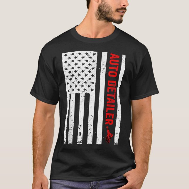 T-shirt Détaillant automatique USA Drapeau Détail du véhic (Devant)