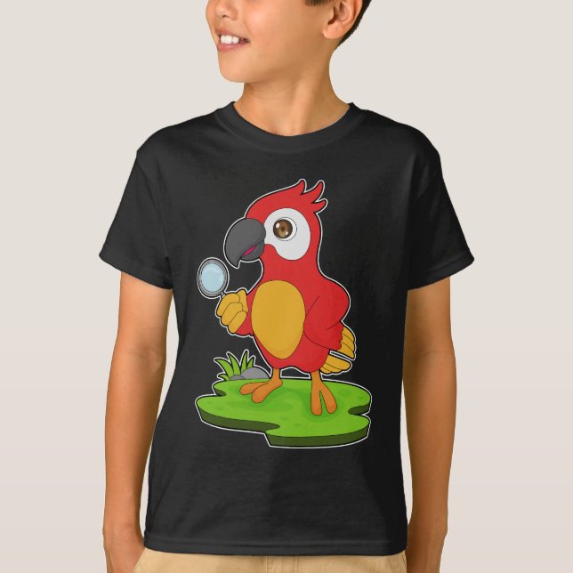 T-shirt Détective de perroquet Verre de nivellement (Devant)