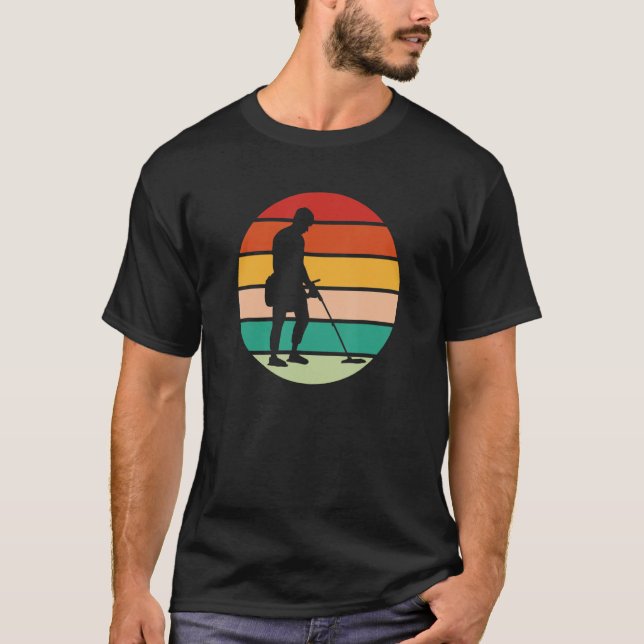 T-shirt Detector Retro Sunset Treasure Hunting Detectorist (Devant)
