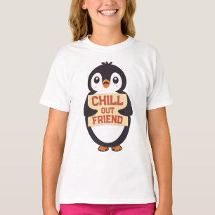 T-shirt Détendez-vous, ami : Un pingouin mignon tenant un