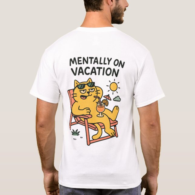 T-shirt Détendez-vous chaton caricaturiste avec un cocktai (Dos)