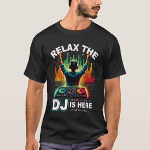 T-shirt Détendez-Vous Le DJ Est Ici Coloré Neon Disque Joc