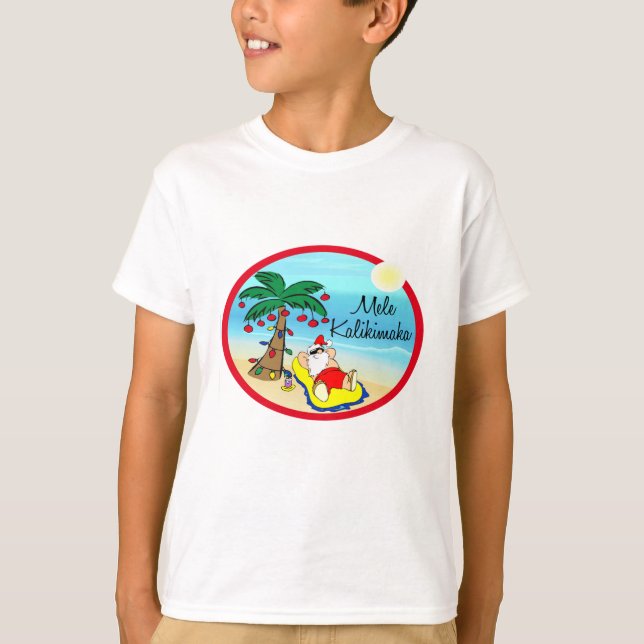 T-shirt Détendez-vous sous Palm Père Noël hawaiin Christma (Devant)
