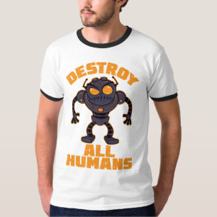 T-shirt Détruire tous les humains Robot en colère