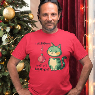 T-shirt Détruiseur de chats de Noël d'ornements d'arbres
