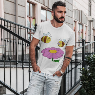 T-shirt Deux Abeilles Et Une Fleur Mens