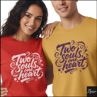 T-shirt Deux Âmes Un Cœur Script Grunge