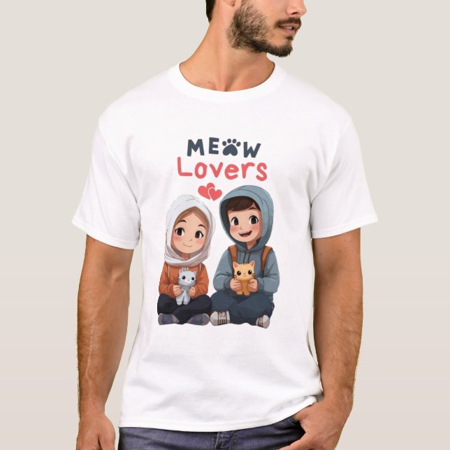 T-shirt Deux Amoureux de les chats (Devant)