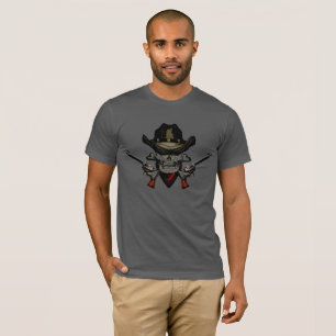 T-shirt deux armes crâne cowboy art imprimé pour chemise
