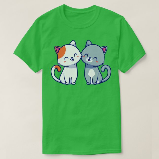 T-shirt Deux Cartoon De Chat1 (Design devant)