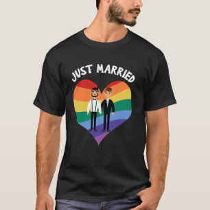 T-shirt Deux Chambres Juste Marié Gay Mariage Party Tee LG