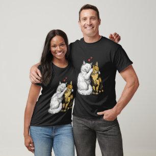 T-shirt Deux chats amoureux au stylo et encre 