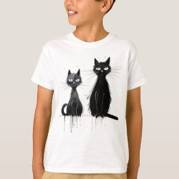T-shirt Deux chats noirs