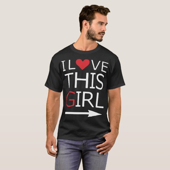 T-shirt Deux Chemises Correspondantes J'Aime Ce Type Girl  (Devant entier)