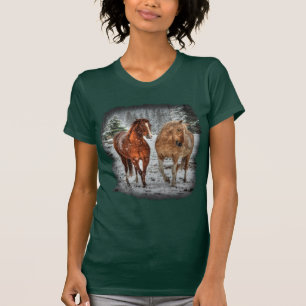 T-shirt Deux Chevaux amoureux dans l'art photo de neige