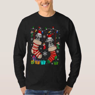 T-shirt Deux chiens dalmates de Santa en chaussettes de No
