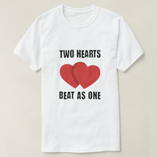 T-shirt Deux Coeurs Battre Comme Un" Citation Romantique