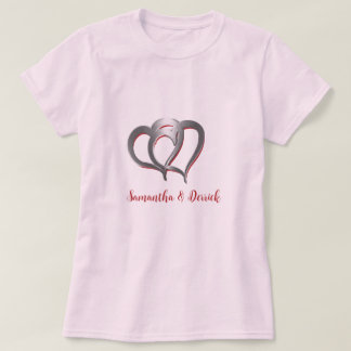 T-shirt Deux Coeurs Chrome Personnalisé avec les noms