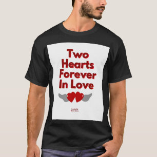 T-shirt Deux Coeurs pour toujours dans l'amour Hommes noir