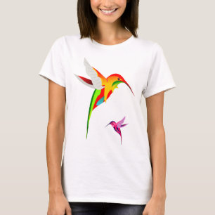 T-shirt Deux colibris volants colorés