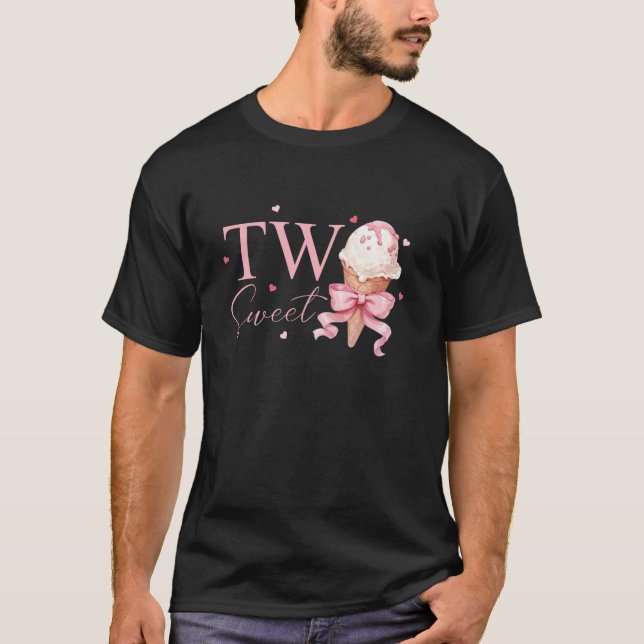 T-shirt Deux crème glacée douce Bow rose 2e anniversaire f (Devant)
