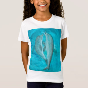 T-Shirt Deux dauphins jouant sauvage et libre dans l'océan