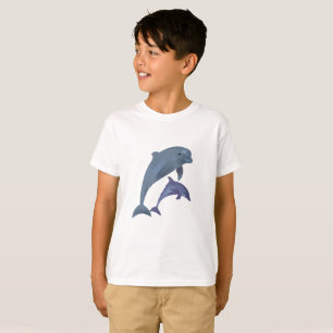 T-shirt Deux dauphins tropicaux sautant près de l'un