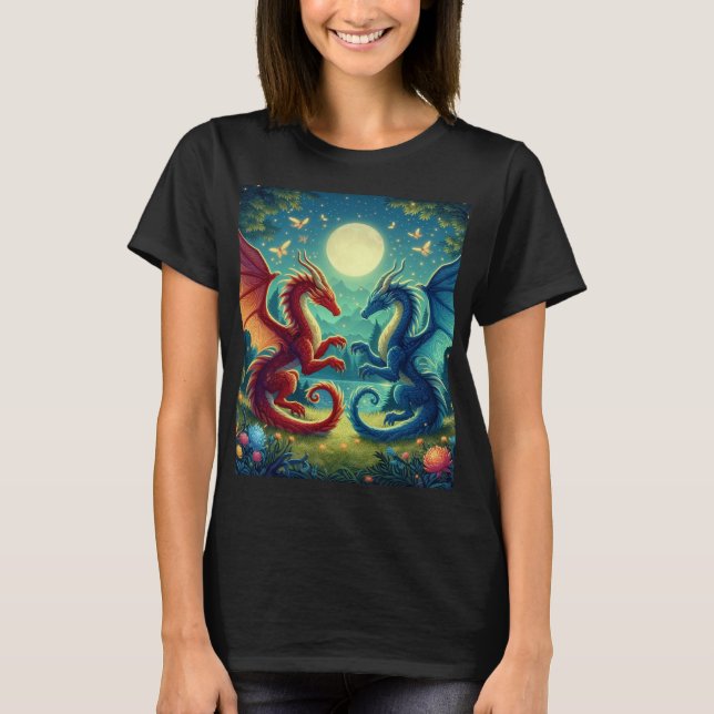 T-shirt Deux dragons sous le clair de lune (Devant)