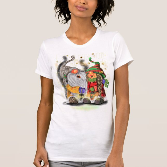 T-shirt Deux Gnomes chantent Bonne Chanson De Noël - Fun (Devant)