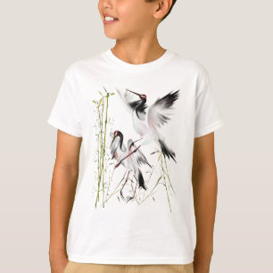 T-shirt Deux grues dans des chemises en bambou