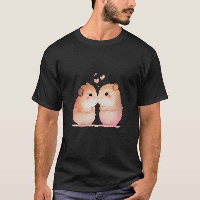 T-shirt Deux hamsters amoureux dans le coeur amoureux Sain (Devant)