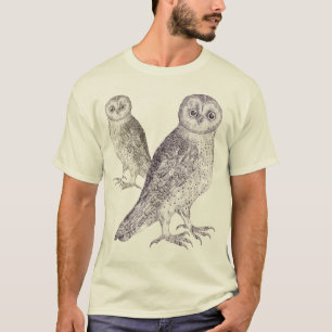 T-shirt Deux hiboux - huée ou hibou barré, ou hibou à