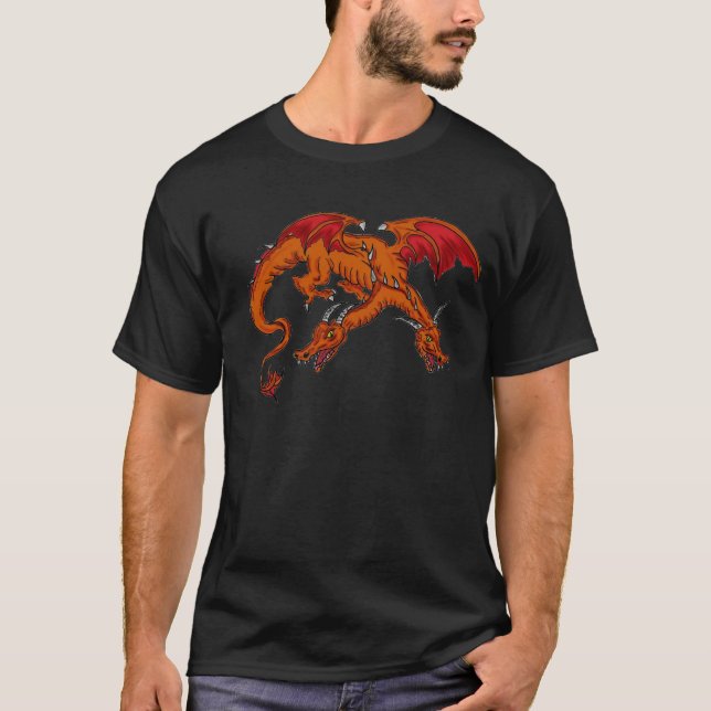 T-shirt Deux hommes Dragon à tête (Devant)
