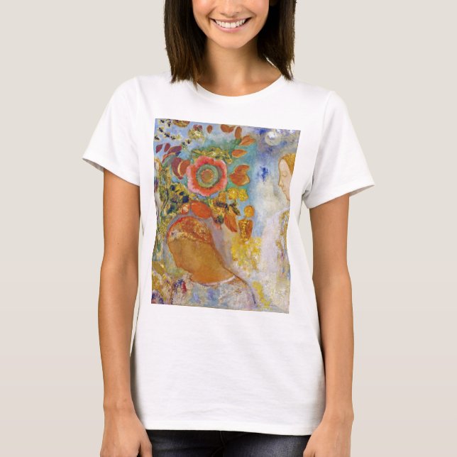T-shirt Deux jeunes filles parmi les fleurs, Redon (Devant)