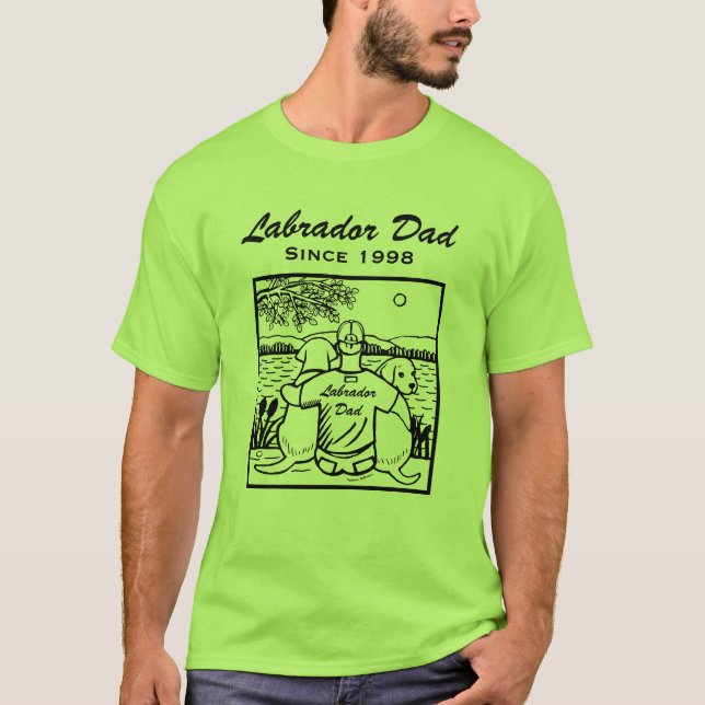 T-shirt Deux Labradors et papa (Devant)
