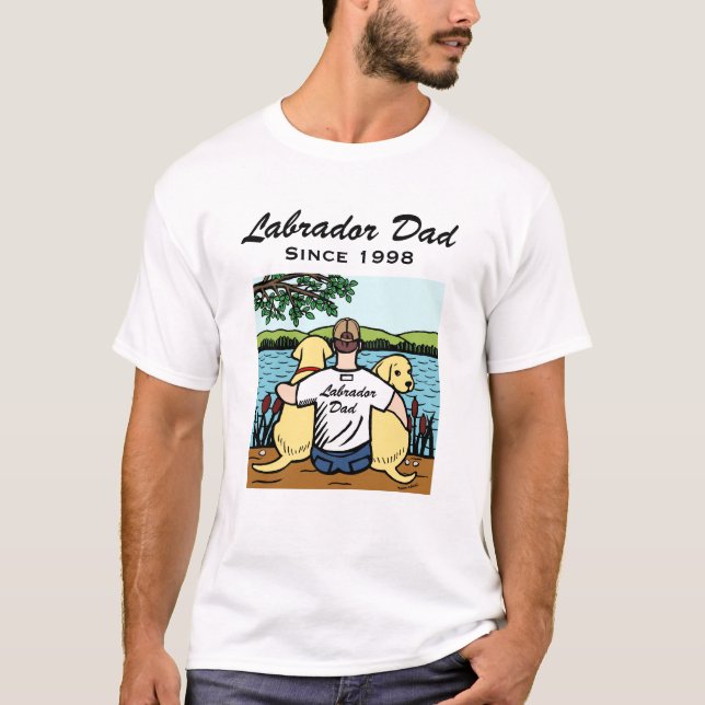 T-shirt Deux Labradors jaune et papa (Devant)