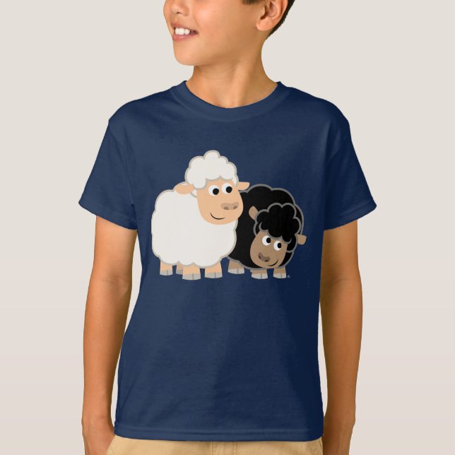 T-shirt deux mignonettes en caricature en mouton p (Devant)