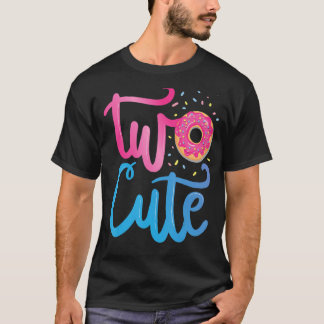 T-shirt Deux Mignons Donut Saupoudrent Donut Thème Anniver
